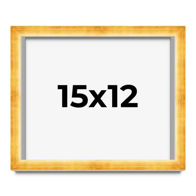 15x12 Shadow Box Frame Gold | 1.625 Inches Deep Real Wood Traditional