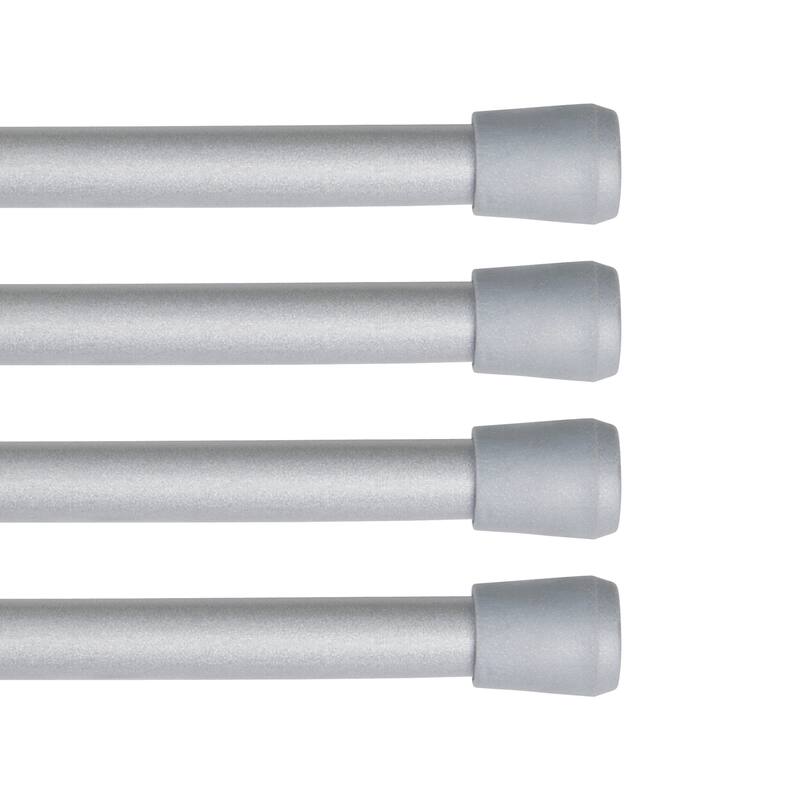 Kenney Fast Fit No Tools 7/16" Spring Tension Rod, 4-Pack - 28-48" - Pewter