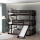 preview thumbnail 1 of 13, Triple Wooden Bunk Bed with Built-In Ladder, Slide & Guardrails - Space-Saving Kids' Furniture Espresso