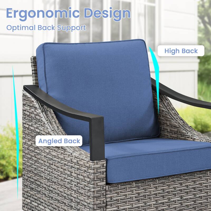 Pocassy 5-Piece Patio Sofa Swivel Glider Chairs Table with Ottoman