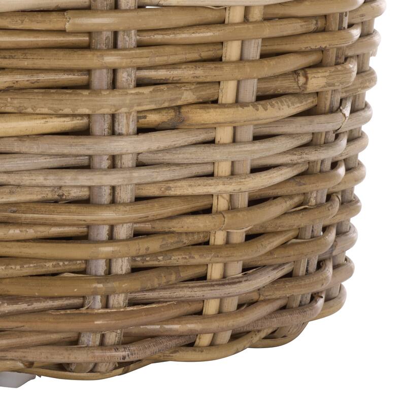 SAFAVIEH Home Shanely Wood Top Rattan Stool - 16"W x 16"D x 19"H