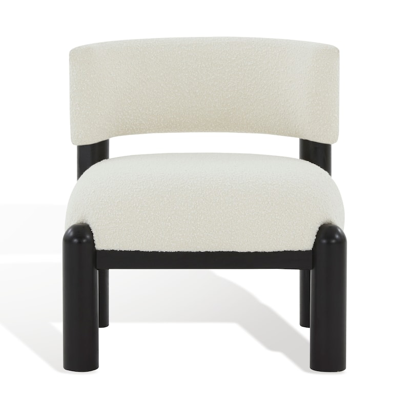 SAFAVIEH Couture Dineke Faux Shearling Accent Chair - 26 In. W x 26 In. D x 28 In. H - 26Wx26Dx28H - Ivory/Black