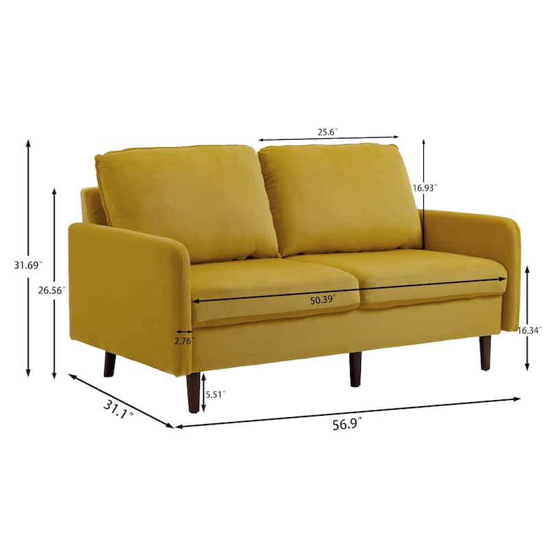 Velvet Loveseat Sofa With Wood Legs
