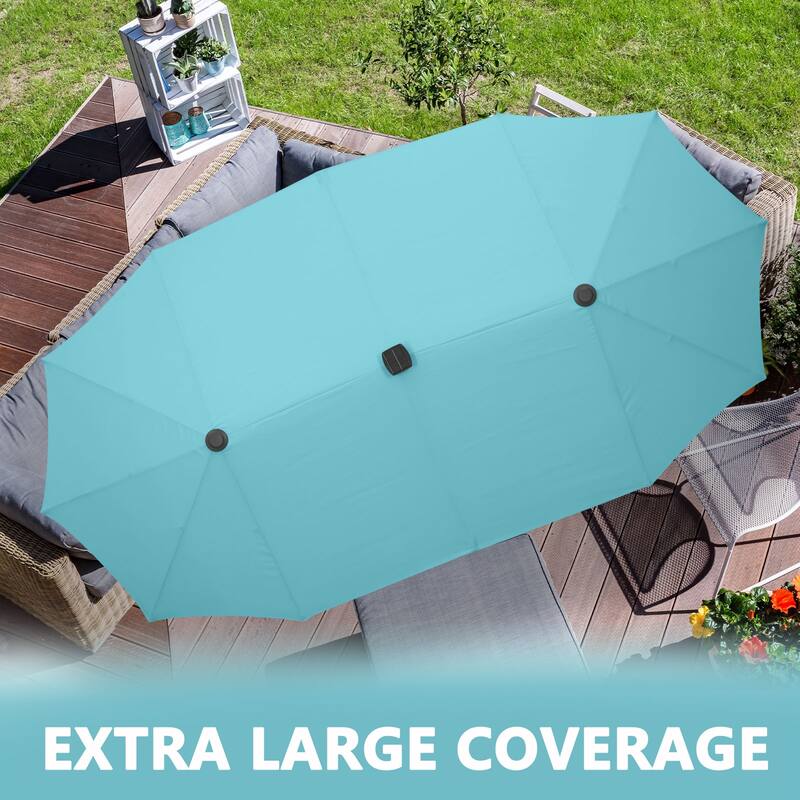 Autlaycil 13 ft Patio Umbrella with Crank Outdoor Umbrella with Base