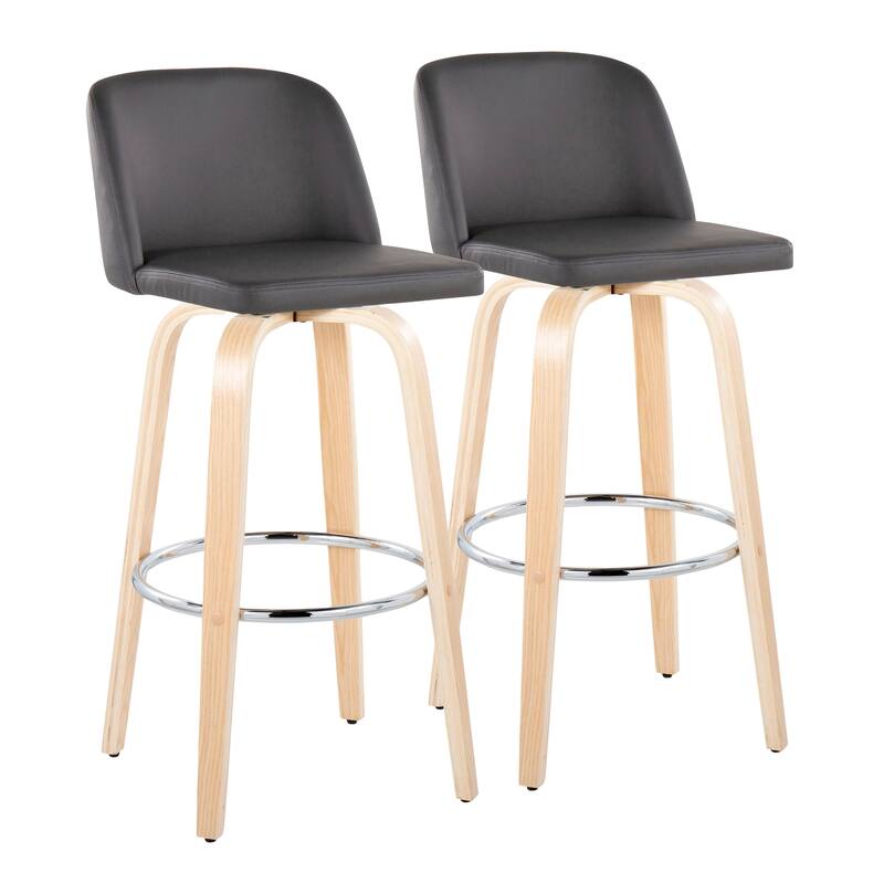 Carson Carrington Vallberga 30" Fixed-Height Bar Stool with Natural Wood Base (Set of 2)