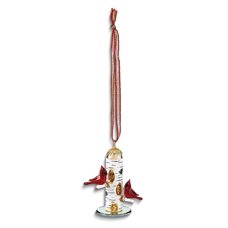 Curata CardinalS Delight Glass Figurine Ornament