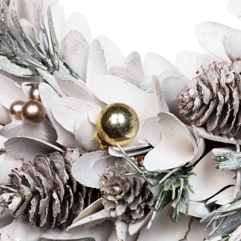 Frosted Pinecone and Pine Sprigs Artificial Christmas Wreath - 14" - Unlit