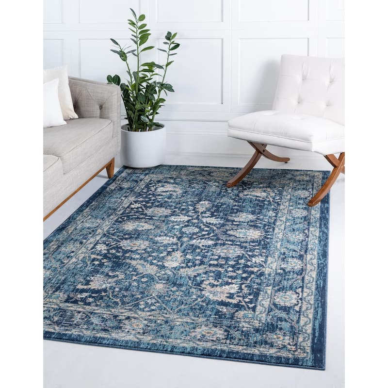 Traditional Hadeya Collection Area Rug - Navy Blue - 7'10"x10'
