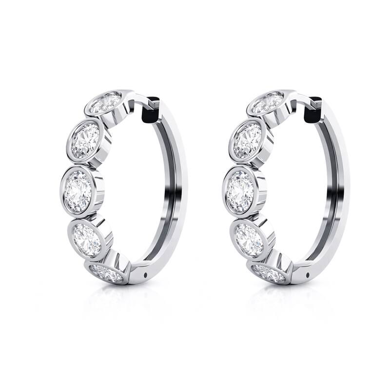 Auriya 14k Gold Lab Grown Diamond Oval Bezel Hoop Earrings 1.00 to 4.00 ct. tw. (F-G VS) - White