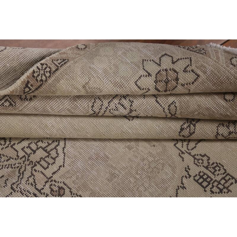 Geometric Distressed Tabriz Persian Vintage Rug Handmade Wool Carpet - 6'4"x 9'2"