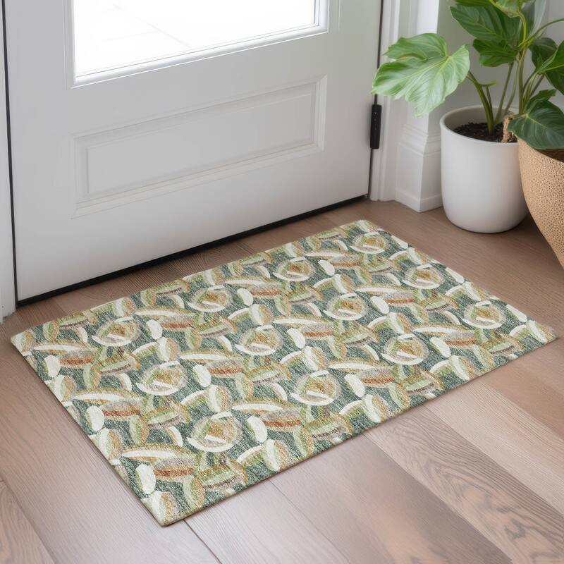 Machine Washable Indoor/ Outdoor Modern Heli Chantille Rug