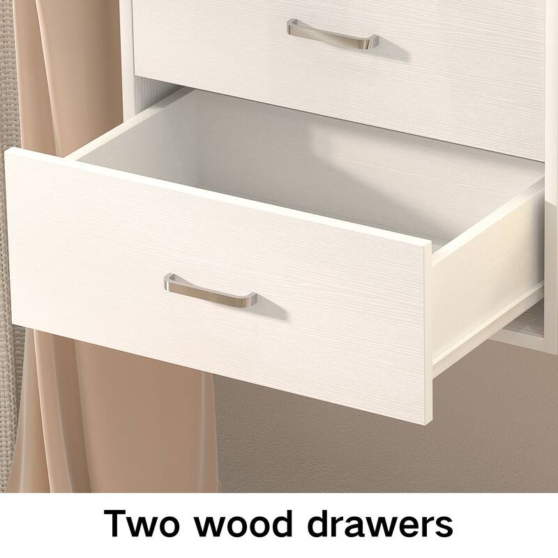 96'' Hanging Closet System with 3 Hanging Rod ＆ 3 Shelving Towers ＆ 2 Drawers,8FT Walk in Closet Organizer System