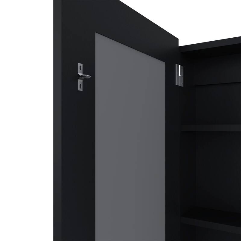 Compact Wall-Mounted Bathroom Medicine Cabinet with Mirror, 1 Door & 3 Shelves, Engineered Wood