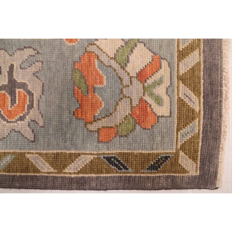 ECARPETGALLERY Hand-knotted Modern Oushak Dark Grey Wool Rug - 7'11 x 9'9