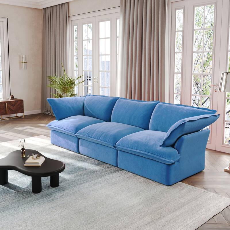 Modular Sectional Sofa Couch, 122.82" Velvet 3 Seater Sofa