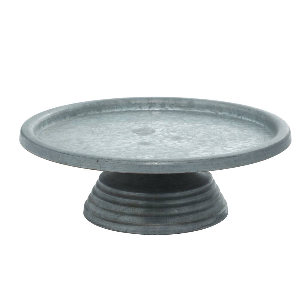 Metal Galvanized Cake Stand - Gray - Roche River Decor - 13"W x 13"L x 4"H