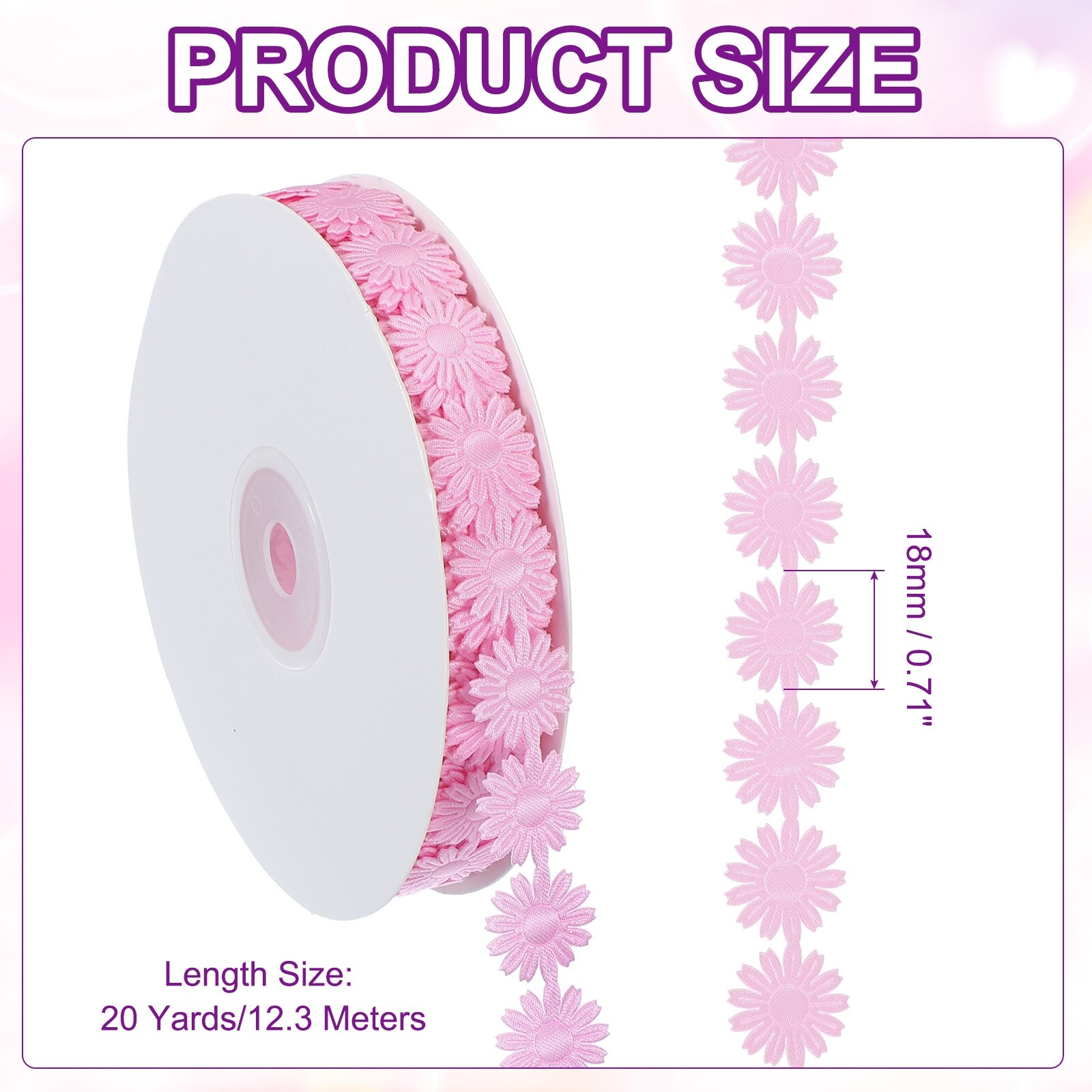 Daisy Flower Lace Trim, Lace Trim Knitting Embroidered Ribbon for DIY Crafts Sewing Hair Band - 1.8CM x 20Yard