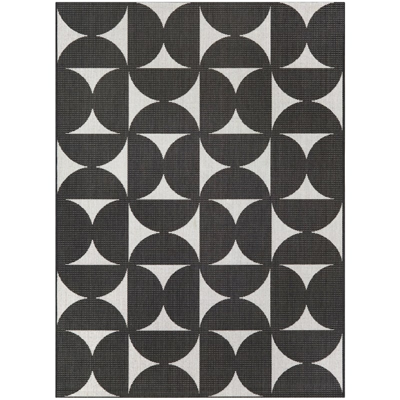 Camille Modern Geometric Indoor/Outdoor Area Rug - 5'3" x 7' - Charcoal