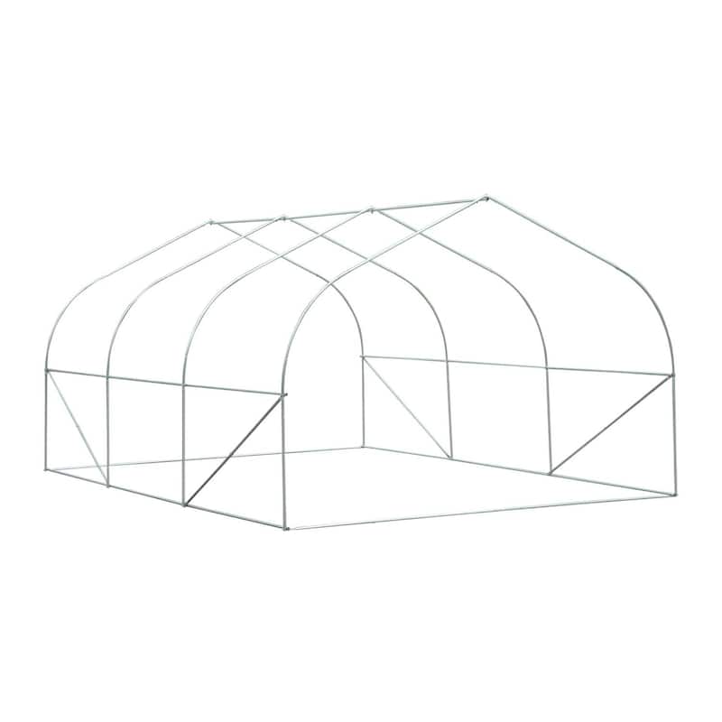 Outsunny 12' x 10' x 7' Outdoor Walk-In Tunnel Greenhouse Hot House with Roll-up Windows, Zippered Door, PE Cover, White