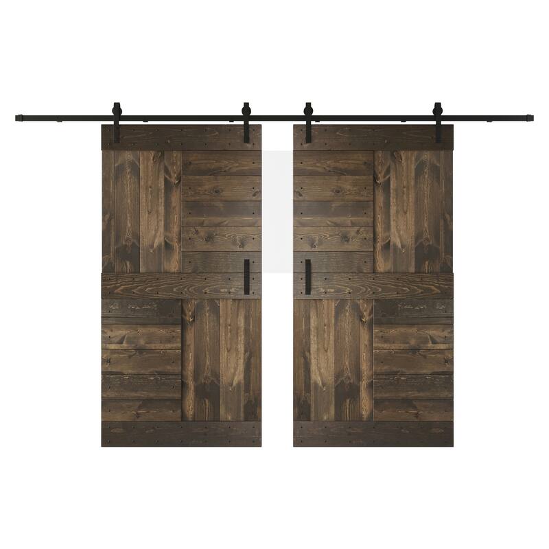 Coast Sequoia 48in/60in/72in/84in x 84in S Series Pine Wood Double Sliding Barn Door With Hardware Kit