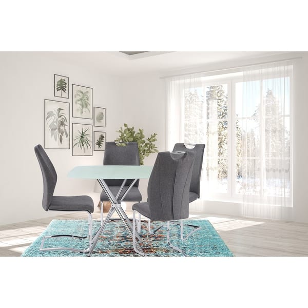 slide 1 of 3, 5-pcs Square Dining Glass Dining Set In Gray