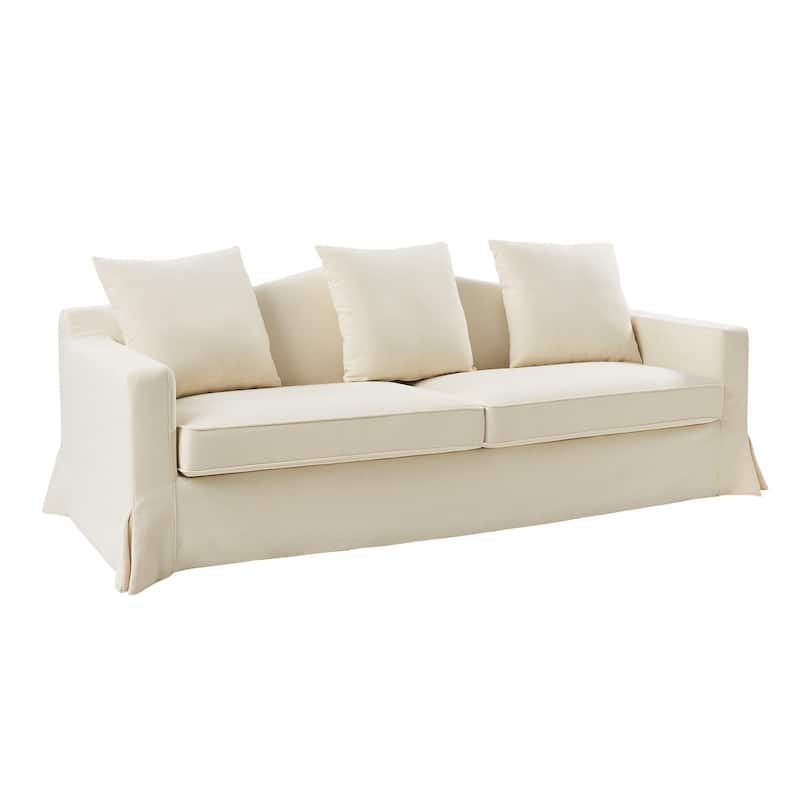 Antonio Transitional 83.5" Slipcovered Sofa with Curved Back by HULALA HOME