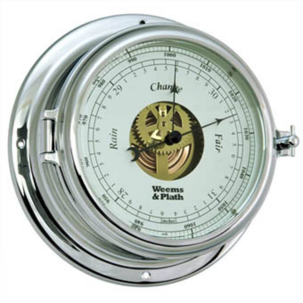 10" Silver and White Adjustable Open Dial Round Barometer