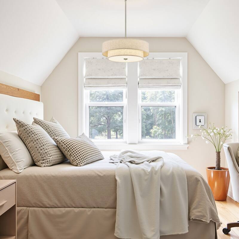 CO-Z 18 in 4-Light Dimmable Semi Flush Mount Fabric Ceiling Light Pendant - 18"