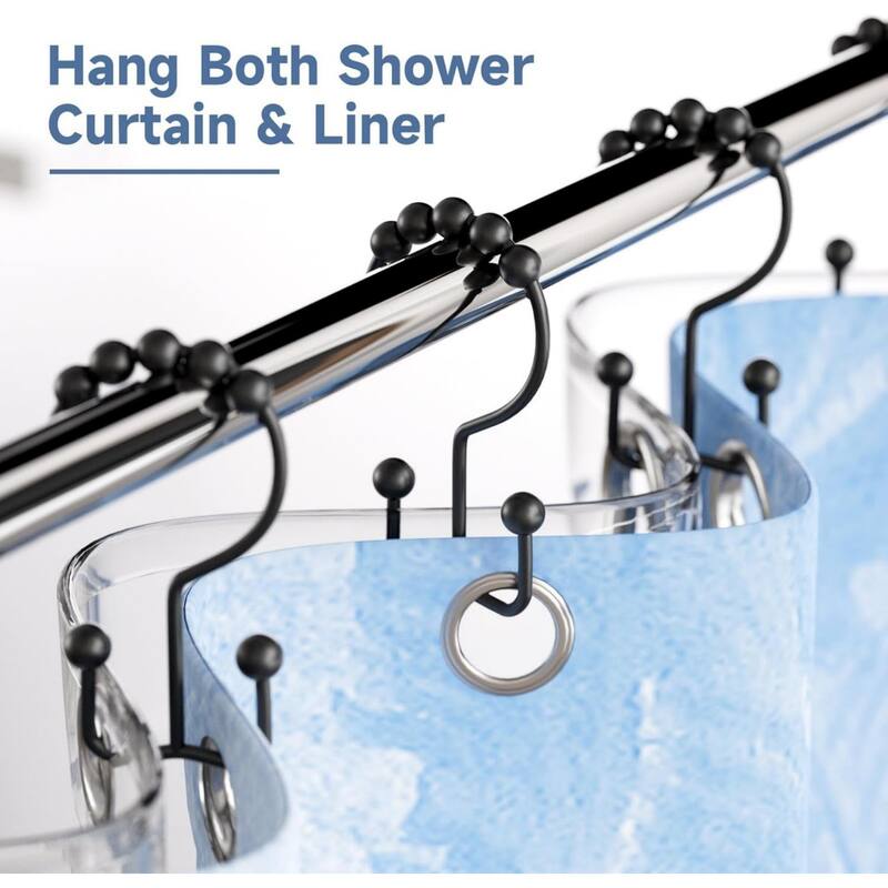 Rust-proof Metal Double Sliding Shower Hooks for Bathroom Shower Rods and Curtains, 12 Pack