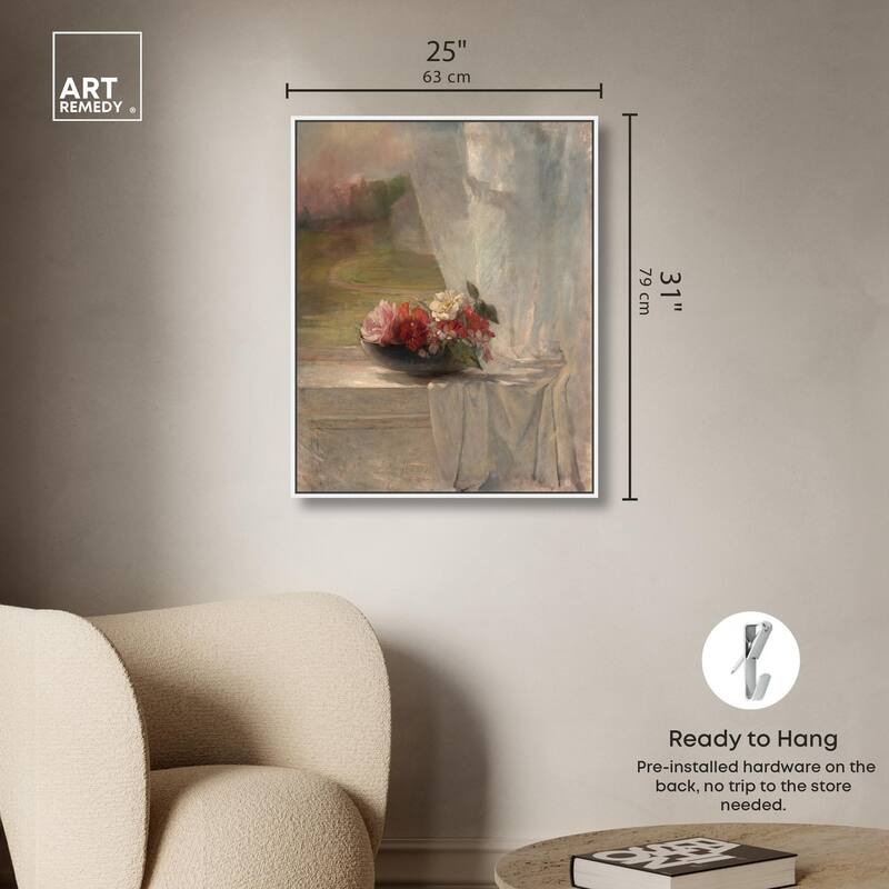 Flowers on a Window Ledge 1861 Canvas by Art Remedy