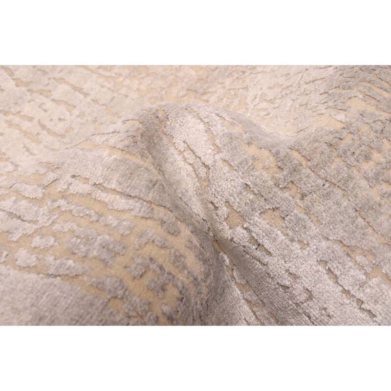 ECARPETGALLERY Hand-knotted Legacy Light Grey Silk, Wool Rug - 2'4 x 10'0