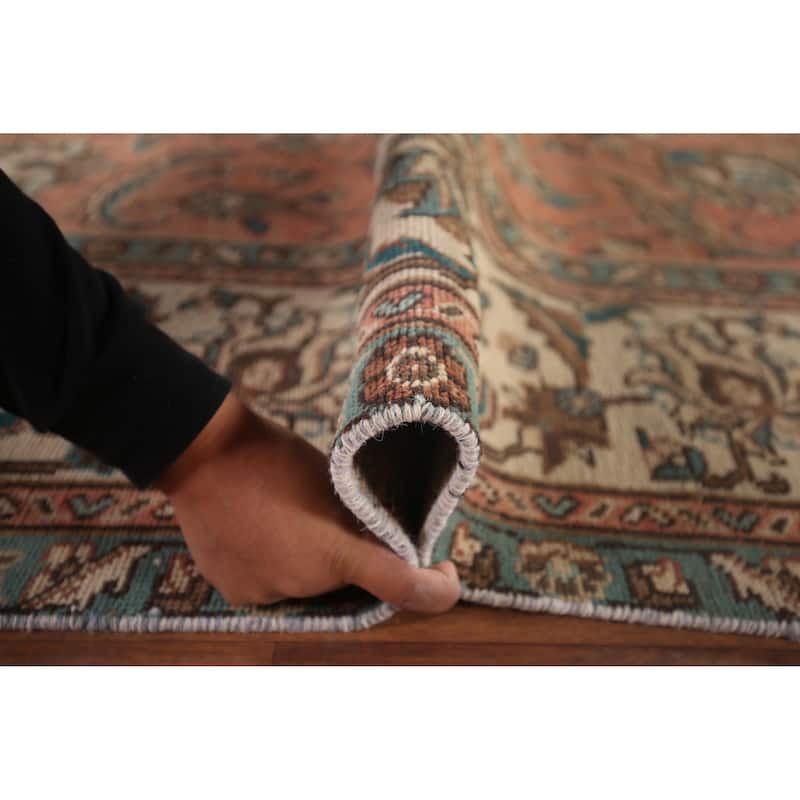 Pink Tabriz Persian Vintage Rug Hand-Knotted Oriental Wool Carpet - 9'9"x 12'10"