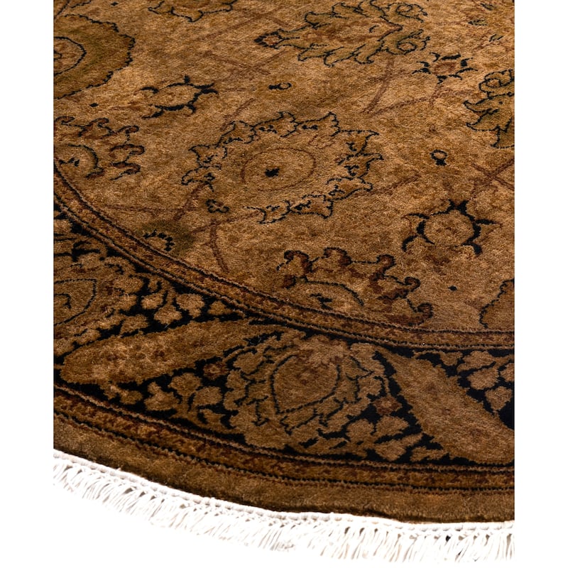 Overdyed One-of-a-Kind Hand-Knotted Round Area Rug - Gold - 4' 1" x 4' 1"