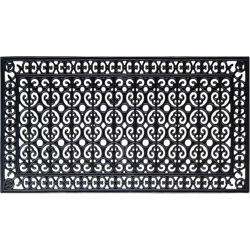 A1HC Rubber Paisley Non Slip Heavy Duty Front Door Extra Large Doormat 30" X 60" - Black 