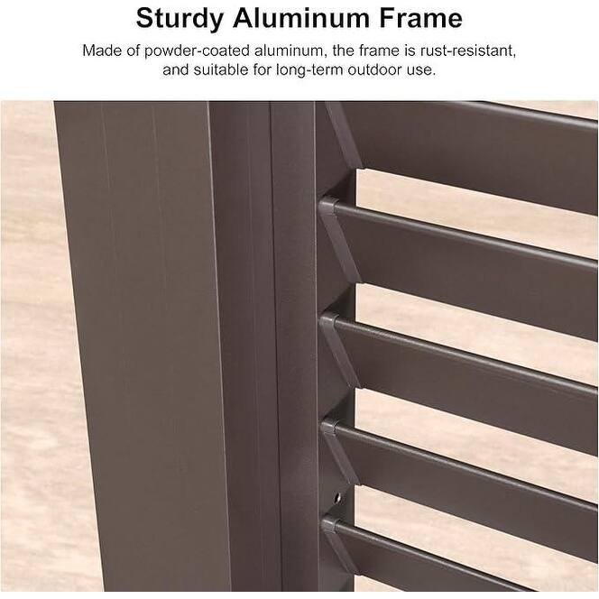 PURPLE LEAF Bronze Louvered Pergola Accessories Roller Blinds, Strip Light and Shutter Wall(Pergola Not Included)