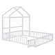 preview thumbnail 15 of 94, Roomfitters Twin Size Floor Bed with Fence Railings and Detachable House-Shaped Headboard, Montessori Playhouse Bed