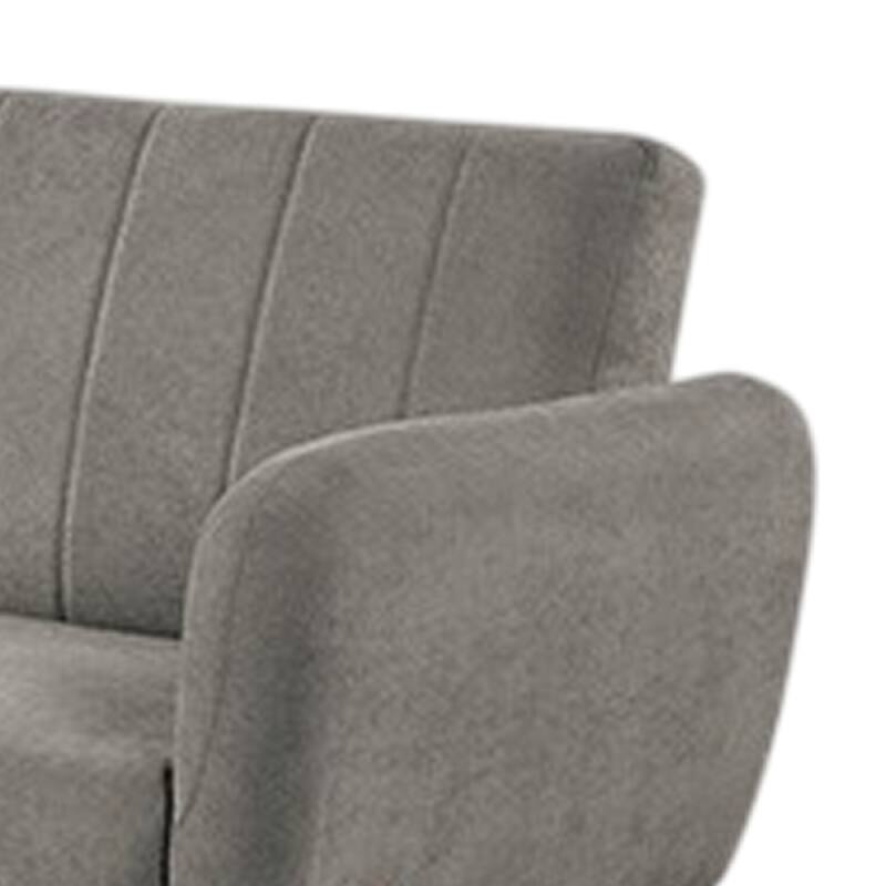 Arz Fold Out Futon Sofa Bed, Light Gray, Retro Channel Tufted Back