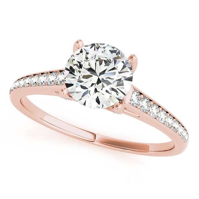 Auriya 14k Gold 1 4/5ctw Round Moissanite Engagement Ring - Rose - 7.5