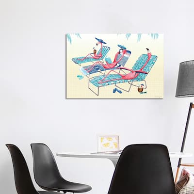 iCanvas "Flamingos Beach" by Amelie Legault Canvas Print