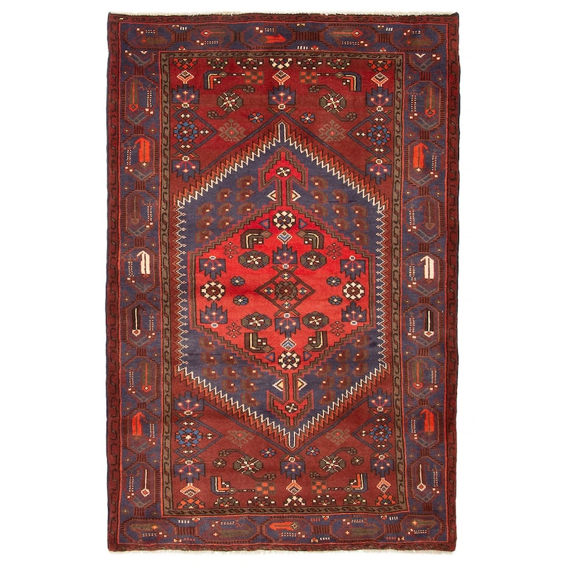 ECARPETGALLERY Hand-knotted Andelz Dark Red Wool Rug - 4' 1" x 6' 3" - Dark Red - 4' 1" x 6' 3" - Rectangle