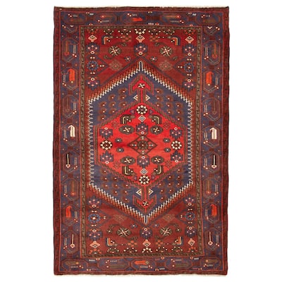 ECARPETGALLERY Hand-knotted Andelz Dark Red Wool Rug - 4' 1" x 6' 3"