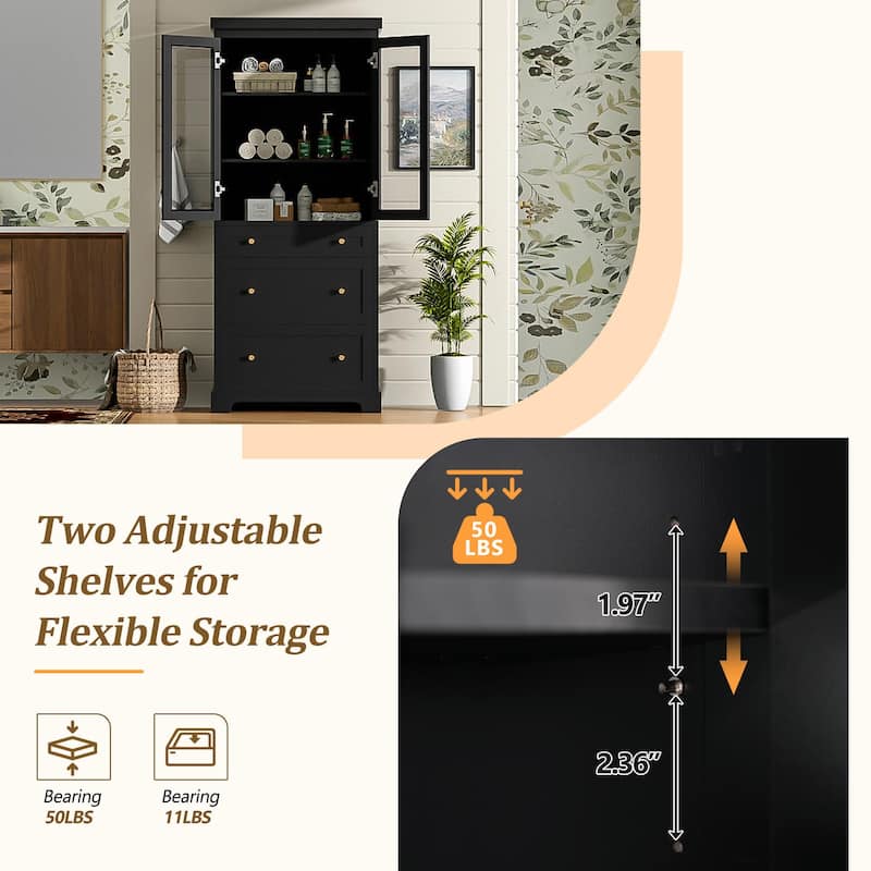 70.1" Modern High Freestanding Tall Bathroom Cabinet
