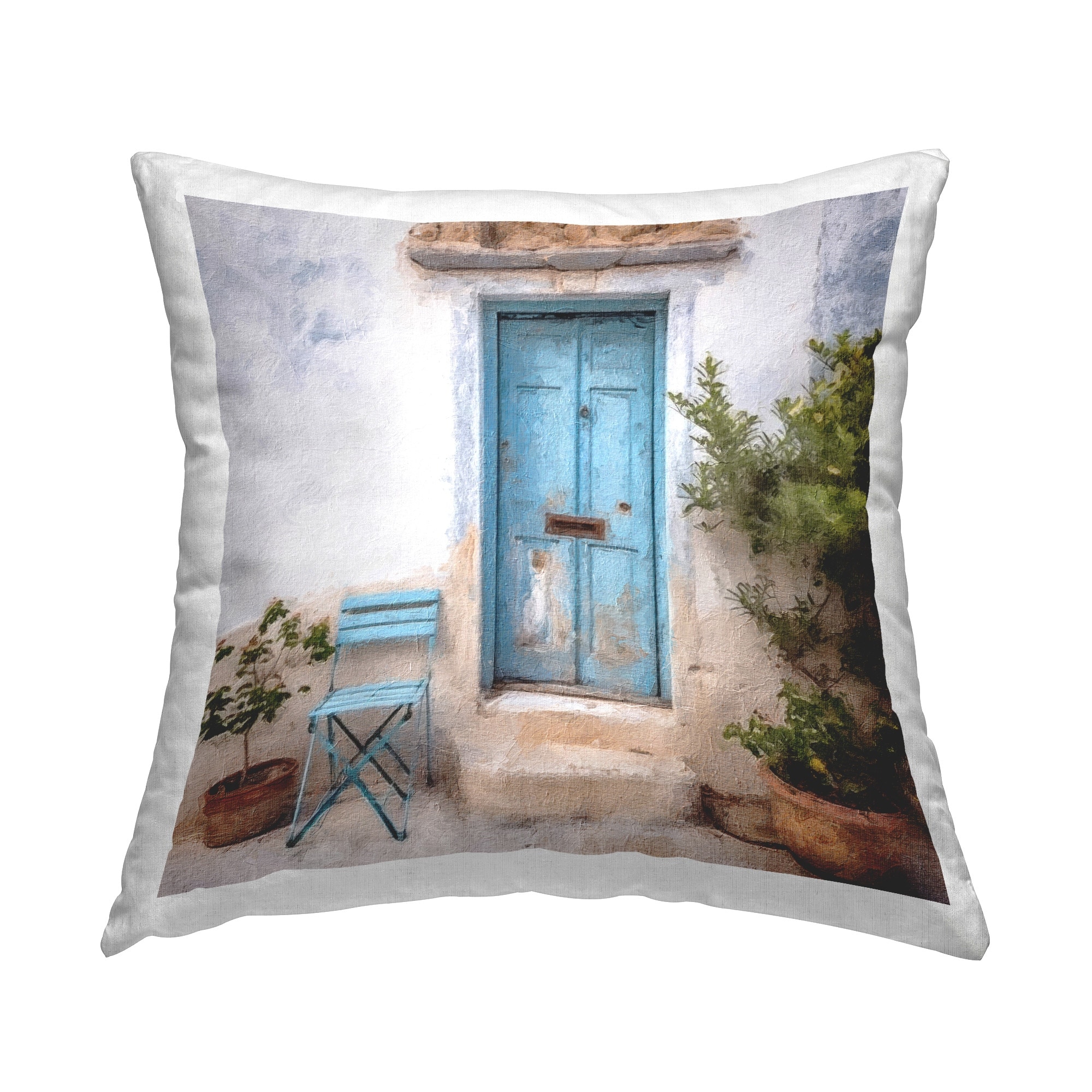 Stupell Blue Town Doorway Decorative Printed Throw Pillow Design by RileyB