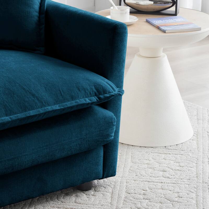 Modern Accent Chair with Ottoman Upholstered Armchair