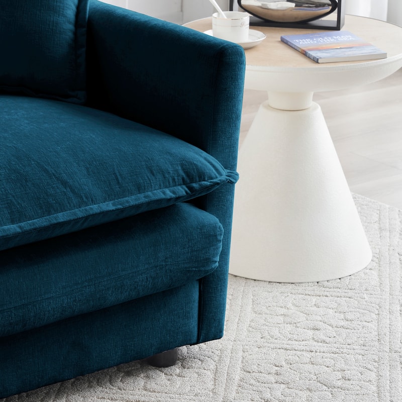 Real Relax Chenille Modular Sofa: 3-Seat L-Shaped Convertible Sectional for Living Room | 112" with Removable Pillows