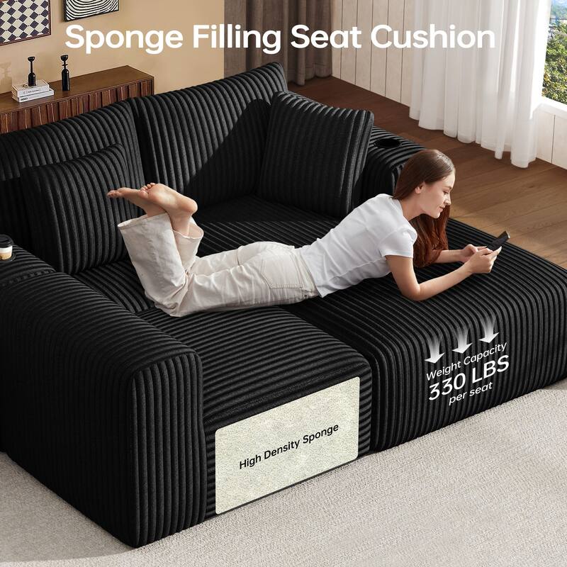 108" Cloud Sectional Couch with Chaise Lounge, L Shaped Modular Modern Sofa with Cup Holder, No Assembly Required