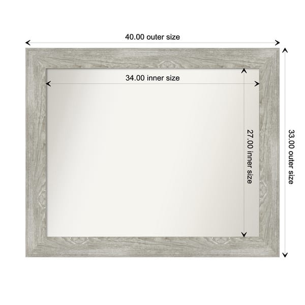 dimension image slide 101 of 113, Dove Greywash Framed Non-Beveled Custom Wall Mirror, Bathroom Vanity Mirror