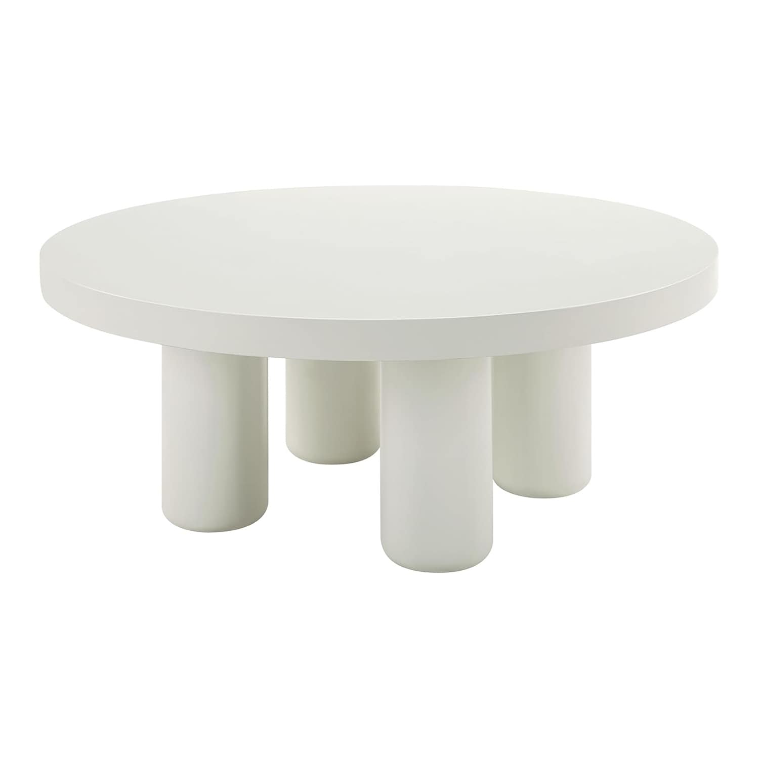 Wooden Coffee Table with Round Top in White