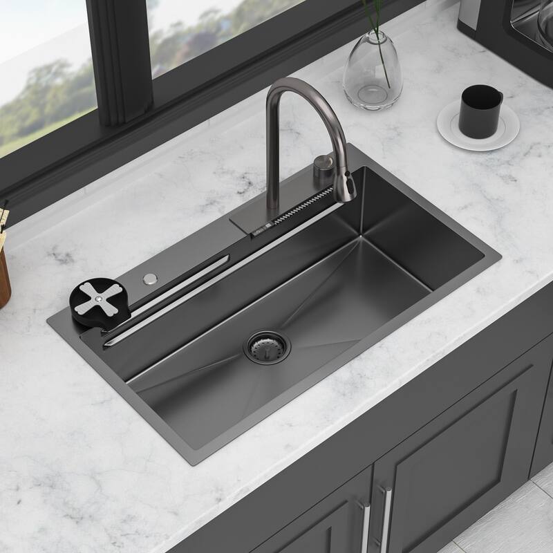 33" Drop-In 16 Gauge Single Bowl Stainless Steel Kitchen Sink - 33'' x 19.29'' x 9''