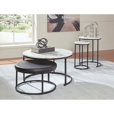 Signature Design by Ashley Jusmour Black/White Table (Set of 4) - 32"W x 32"D x 18"H